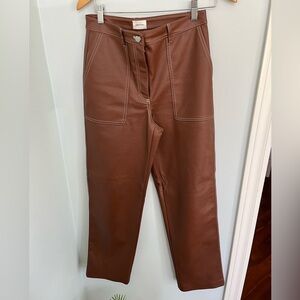 Aritzia Wilfred Free - Lucy Pant / pleather pants with contrast stitch s…